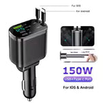 Retractable Car Charger, 4 in 1 Car Charger USB C Fast Charge, Cigarette Lighter USB Charger, Travel Essentials Car Accessories Gifts for Men Women for iPhone 17 16 15 14 13 12 Pro Max, Samsung Brand: Estbuc