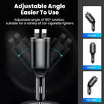 Retractable Car Charger, 4 in 1 Car Charger USB C Fast Charge, Cigarette Lighter USB Charger, Travel Essentials Car Accessories Gifts for Men Women for iPhone 17 16 15 14 13 12 Pro Max, Samsung Brand: Estbuc
