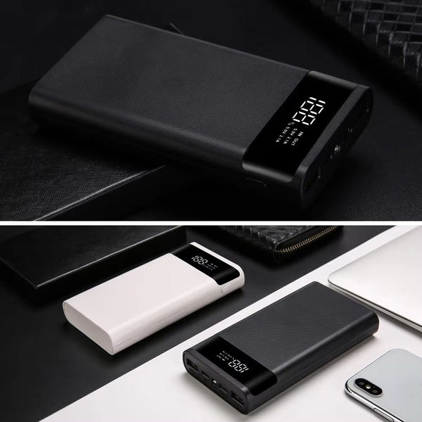 حافظة بنك طاقة ثنائية USB منزلية لبطاريات 4/6×18650 – صندوق تخزين بطارية بشحن سريع 5 فولت Micro USB وUSB-C (البطارية غير متضمنة)