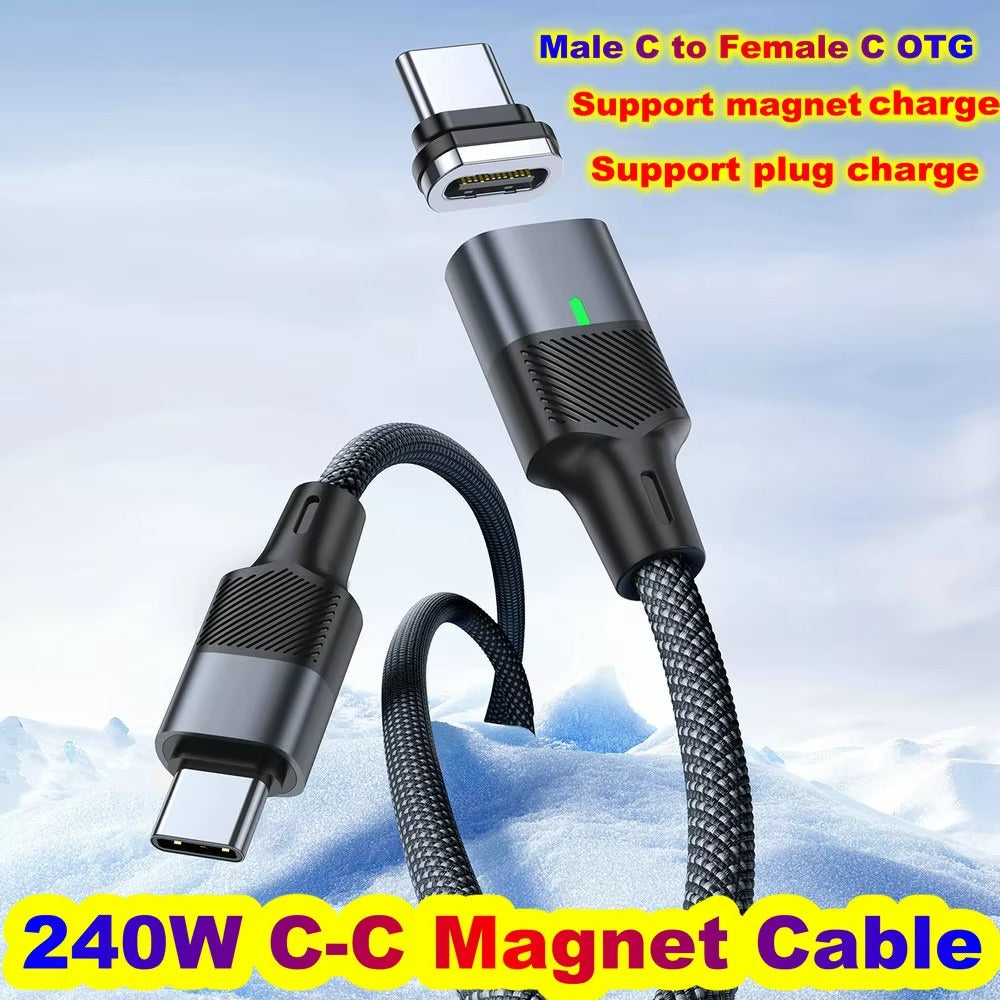 2M Foldable USB-C Fast Charging Cable with Kickstand – Flat Type-C Charger Cable for iPhone, Android & USB-C Devices