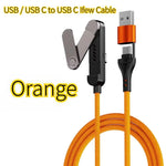 2M Foldable USB-C Fast Charging Cable with Kickstand – Flat Type-C Charger Cable for iPhone, Android & USB-C Devices