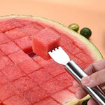 2-in-1 Stainless Steel Watermelon Cutter & Fork – Dual-Head Fruit Slicer, Melon Cube Cutter, and Serving Tool for Home Kitchen