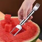 2-in-1 Stainless Steel Watermelon Cutter & Fork – Dual-Head Fruit Slicer, Melon Cube Cutter, and Serving Tool for Home Kitchen