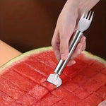 2-in-1 Stainless Steel Watermelon Cutter & Fork – Dual-Head Fruit Slicer, Melon Cube Cutter, and Serving Tool for Home Kitchen