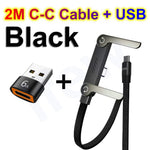 2M Foldable USB-C Fast Charging Cable with Kickstand – Flat Type-C Charger Cable for iPhone, Android & USB-C Devices